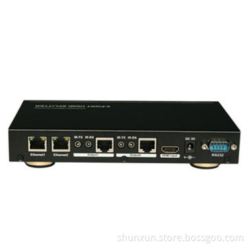 2 Port HDBaseT HDMI Splitter, 1 in 2 Out Support 3D, 4 x 2K, CEC, IR Control Over 100m Cat5e Cable